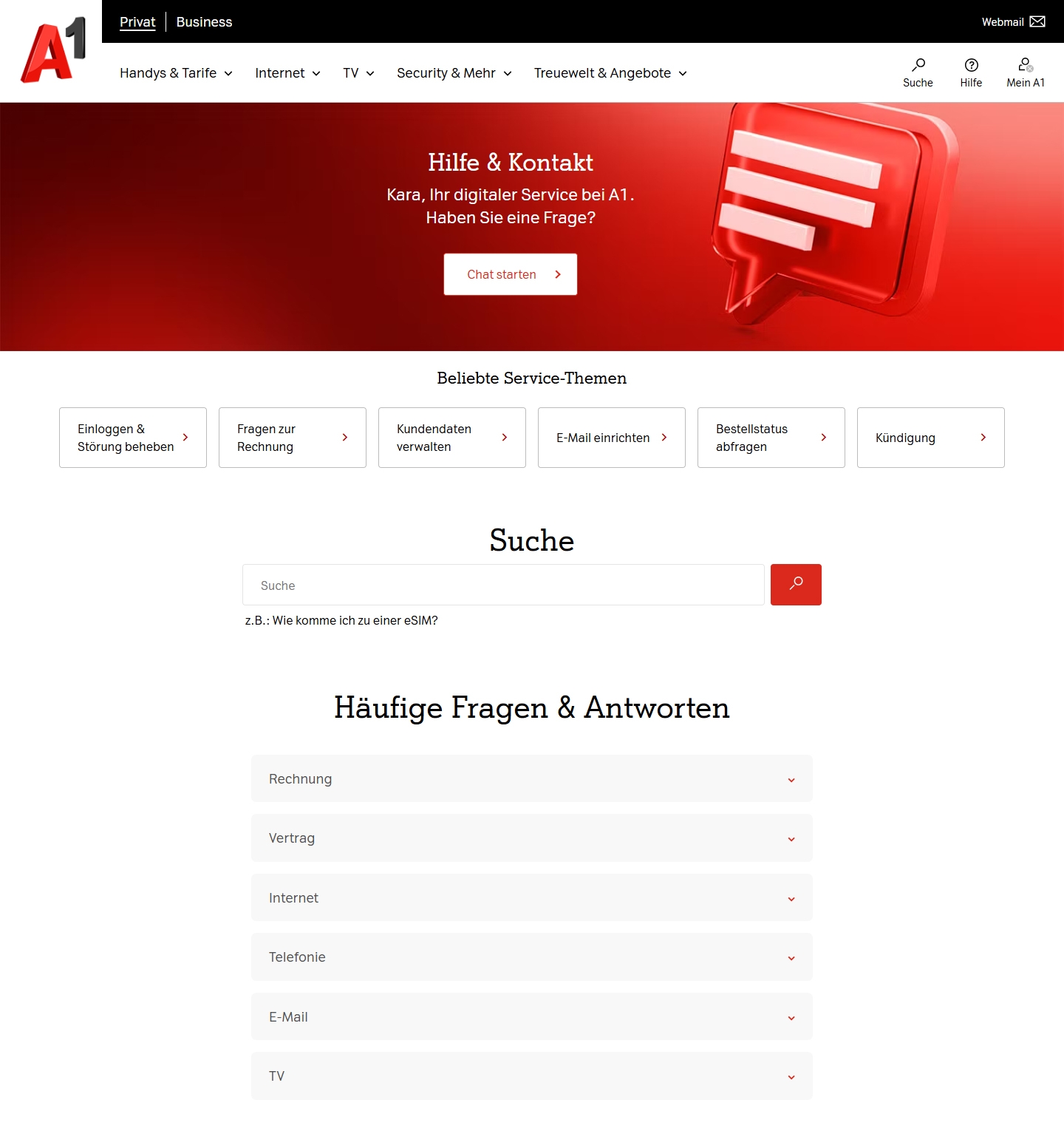 A1 Kundenservice, Telefonnummer, Kontakt