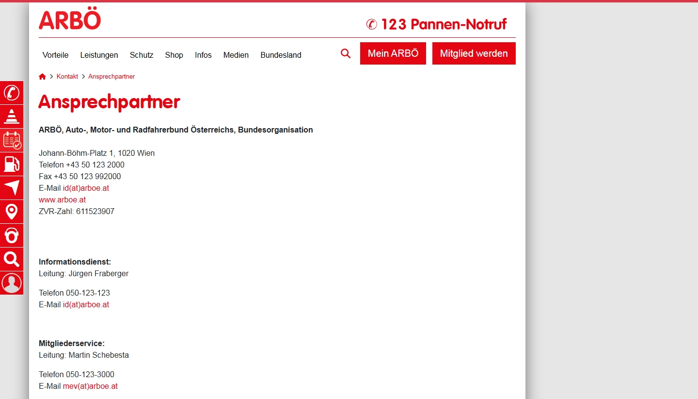 ARBÖ Kundenservice, Telefonnummer, Kontakt