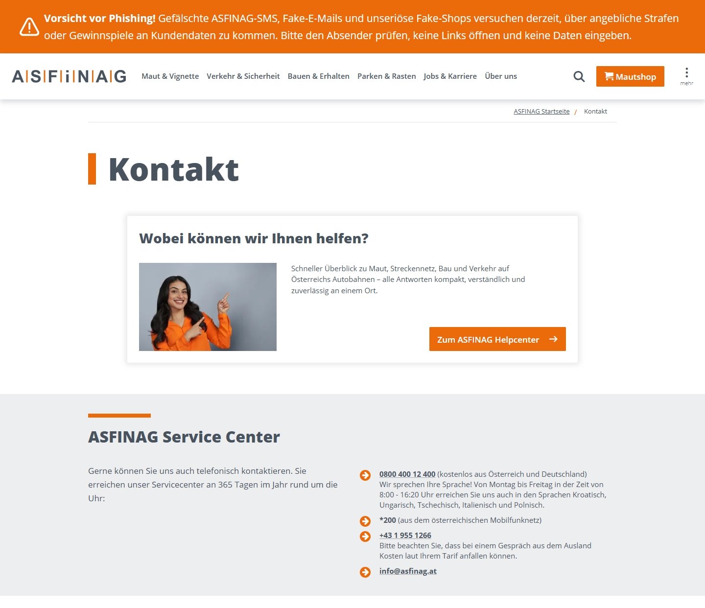 ASFINAG Kundenservice, Telefonnummer, Kontakt