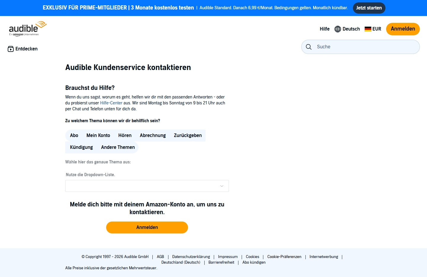 Audible Kundenservice