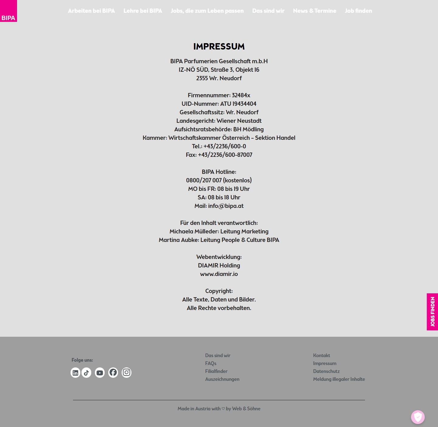 Bipa Kundenservice, Telefonnummer, Kontakt