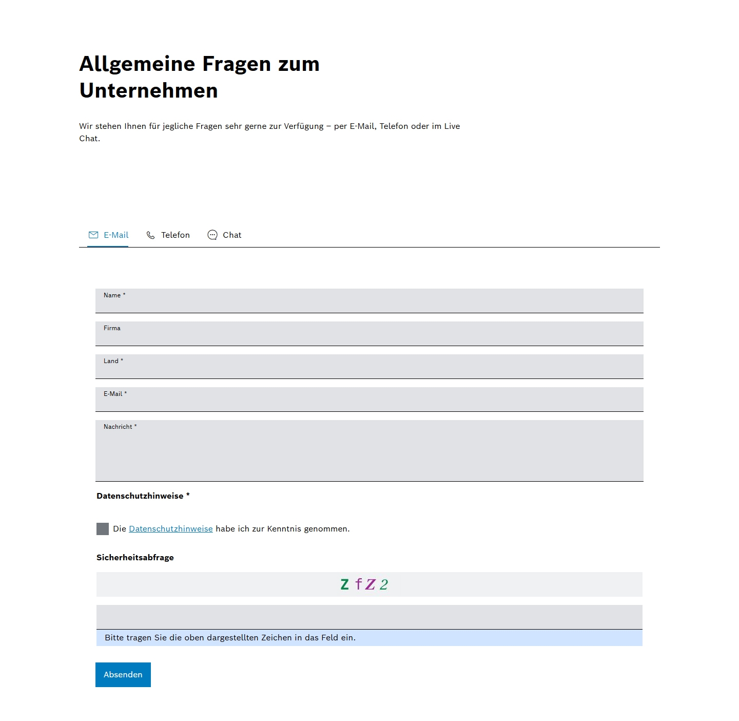 Bosch Kundenservice, Telefonnummer, Kontakt