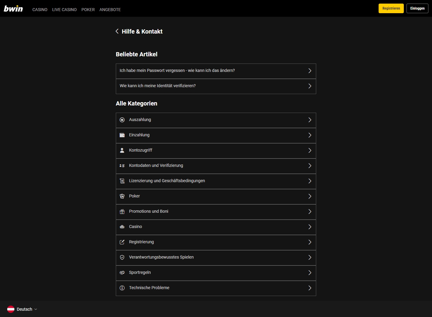 bwin Kundenservice, Telefonnummer, Kontakt
