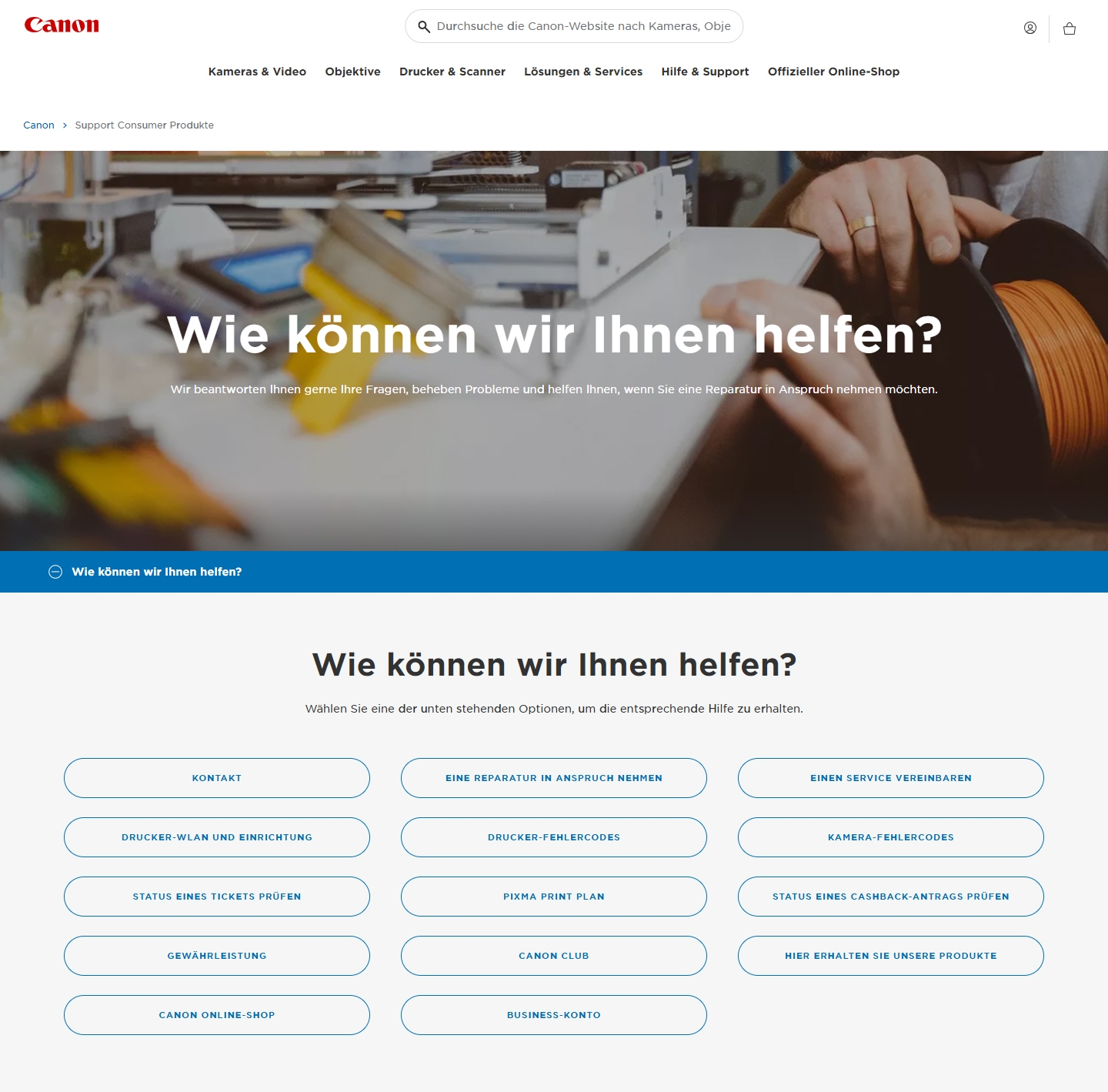 Canon Kundenservice, Telefonnummer, Kontakt