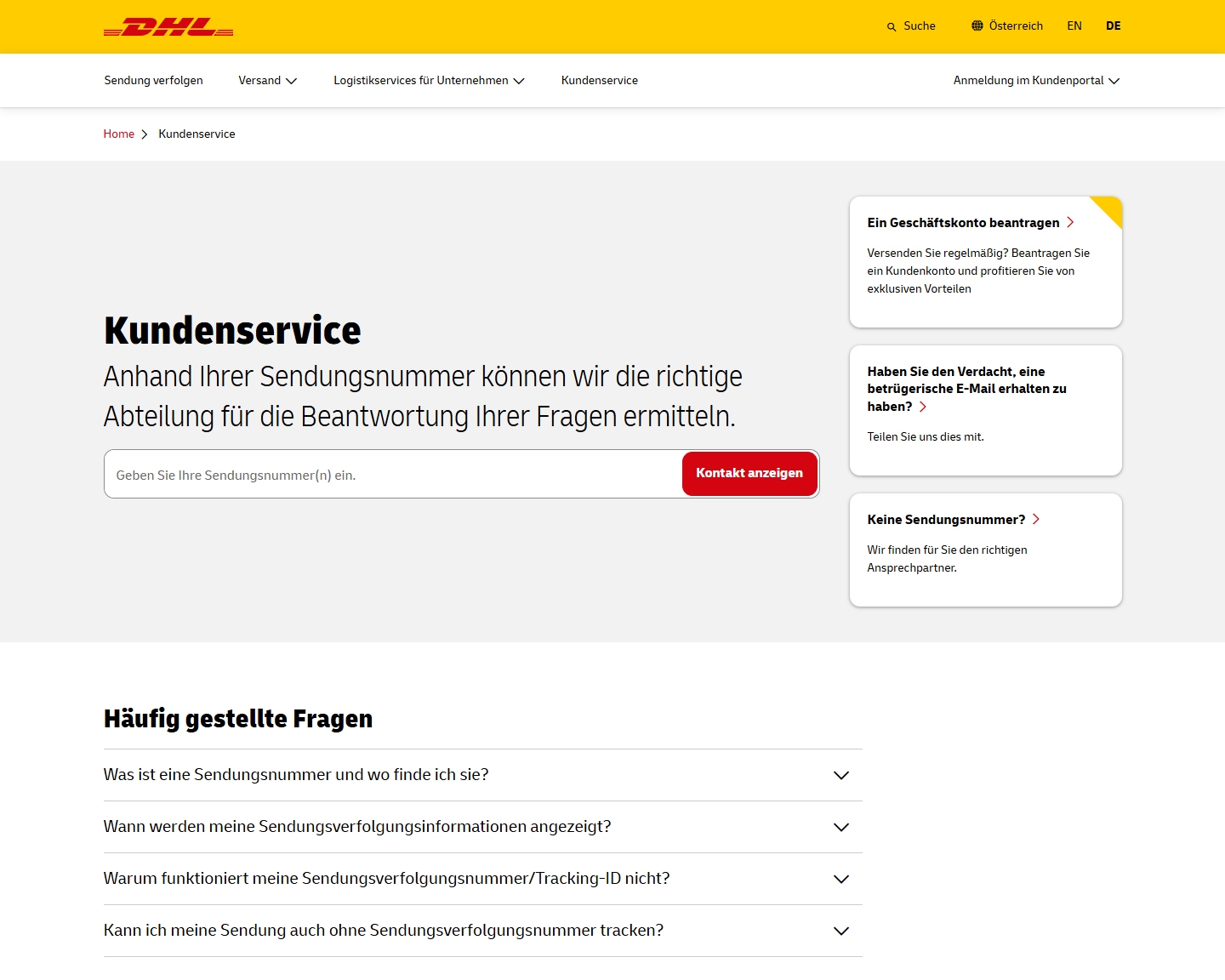 DHL Kundenservice, Telefonnummer, Kontakt