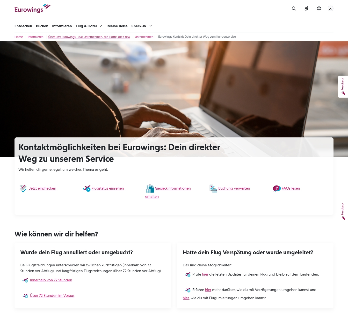 Eurowings Kundenservice, Telefonnummer, Kontakt