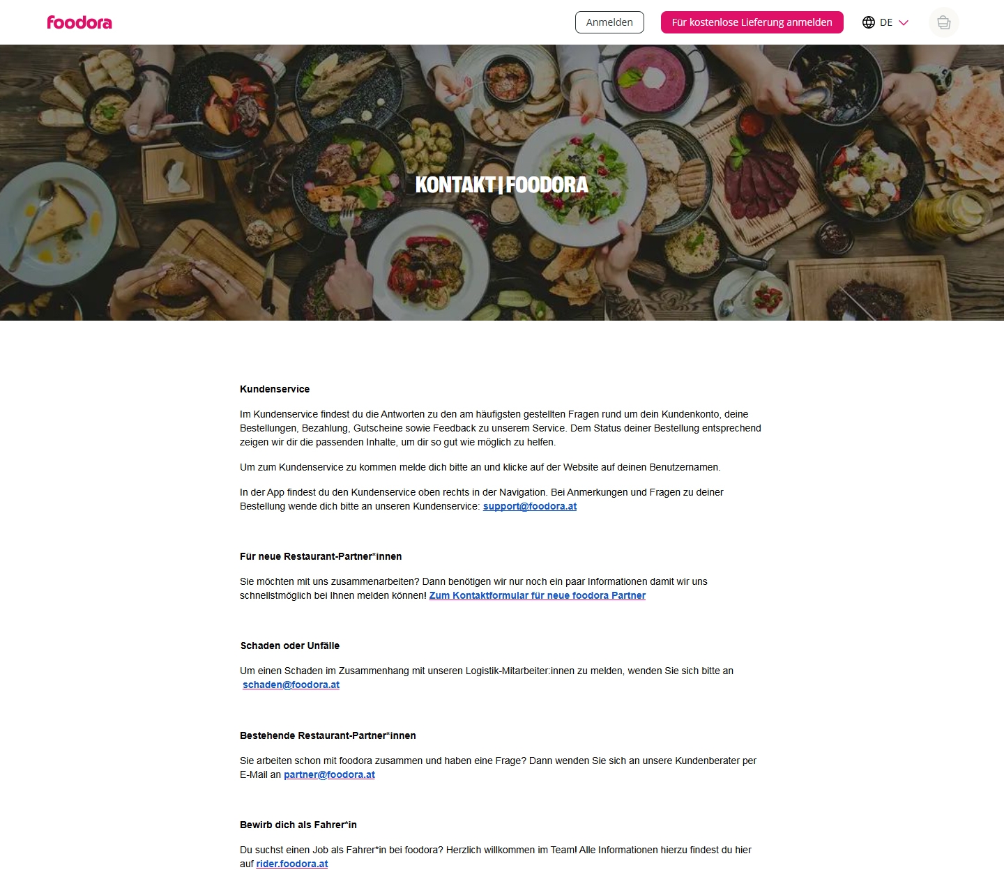 Foodora Kundenservice, Telefonnummer, Kontakt