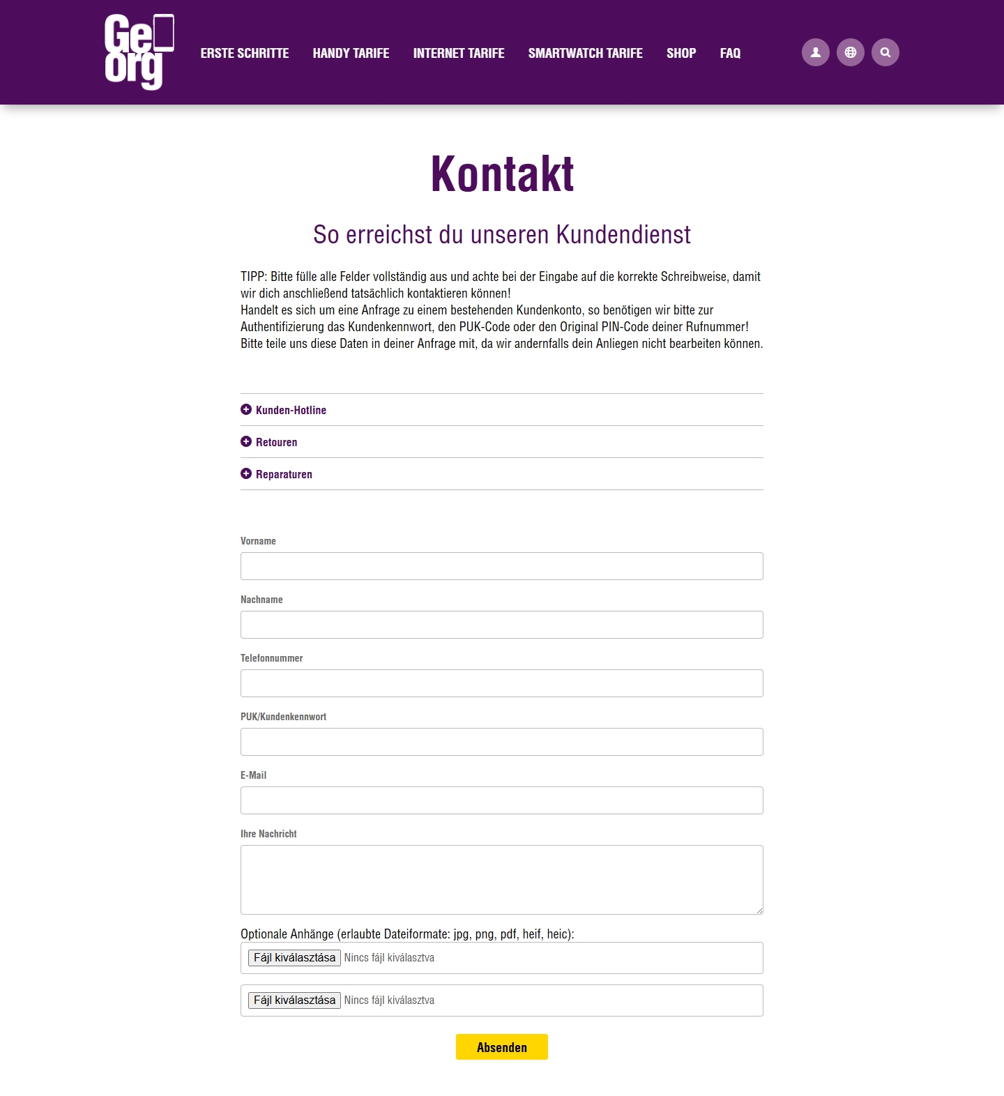 Georg Kundenservice, Telefonnummer, Kontakt