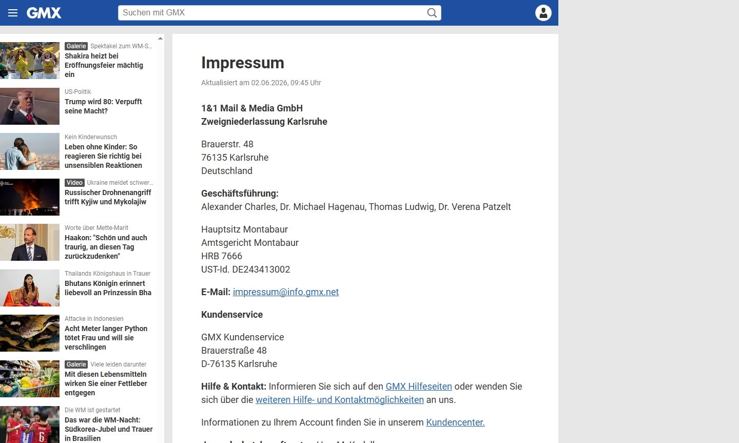 GMX Kundenservice, Telefonnummer, Kontakt