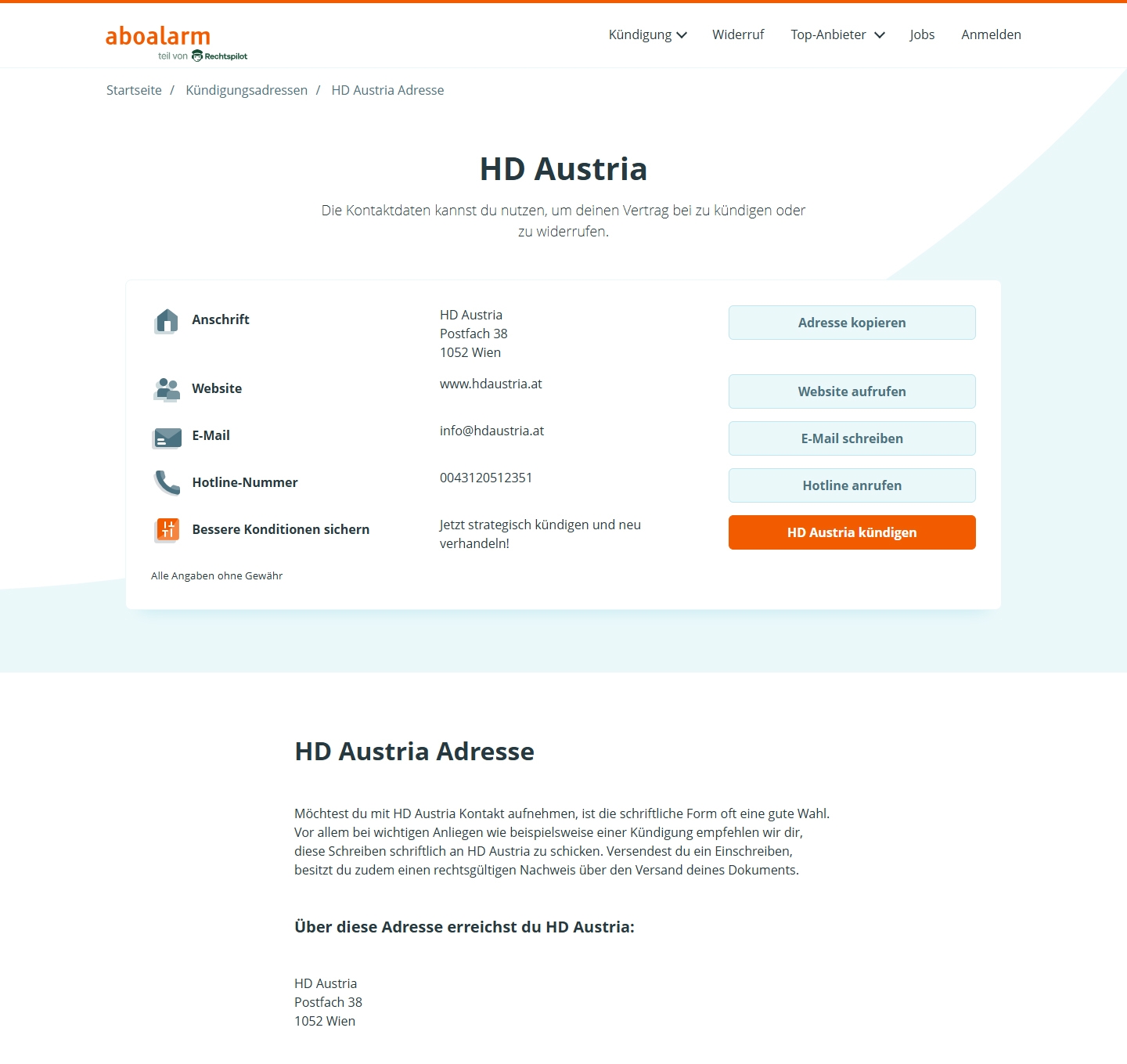 HD Austria Kundenservice, Telefonnummer, Kontakt