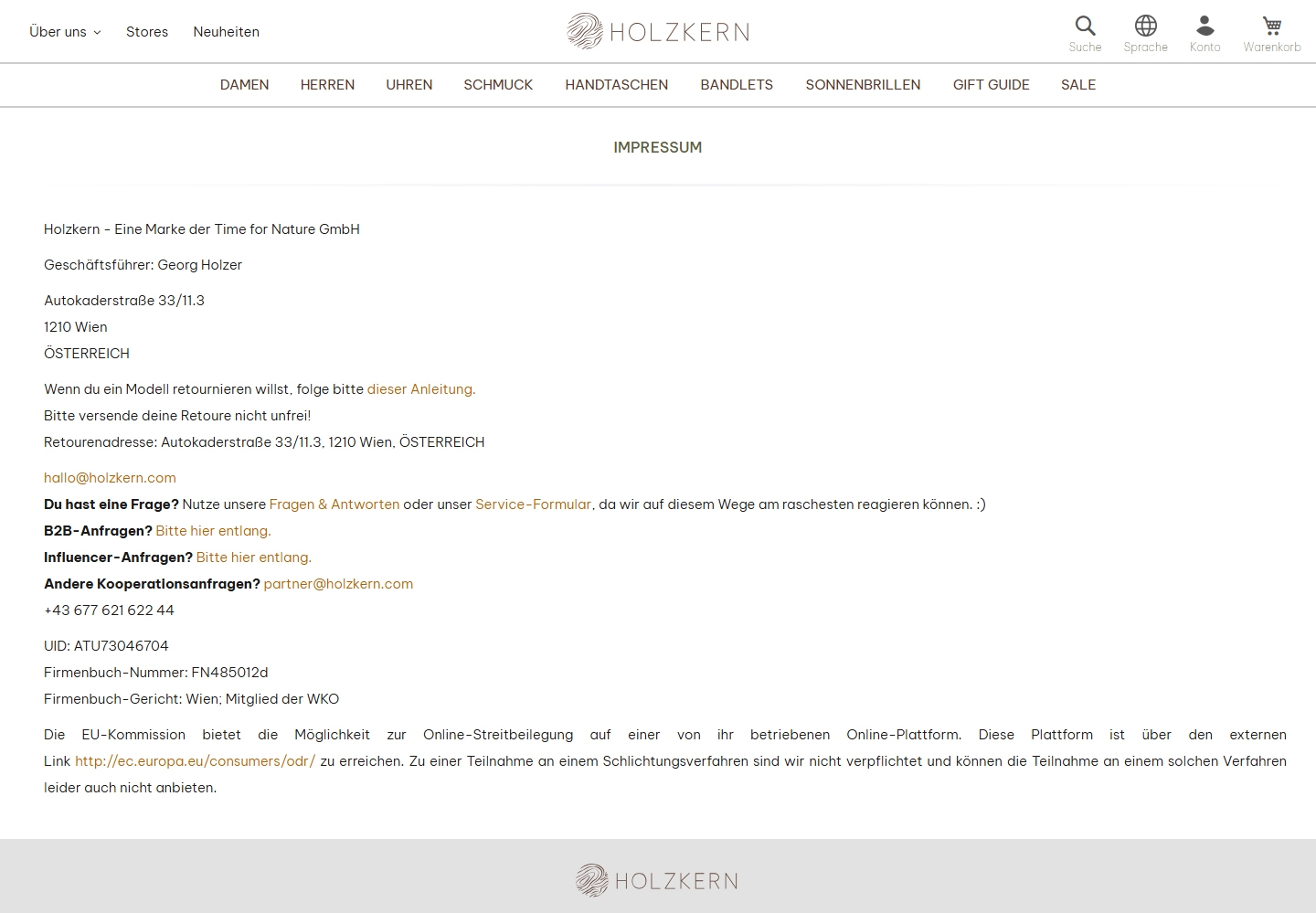 Holzkern Kundenservice, Telefonnummer, Kontakt