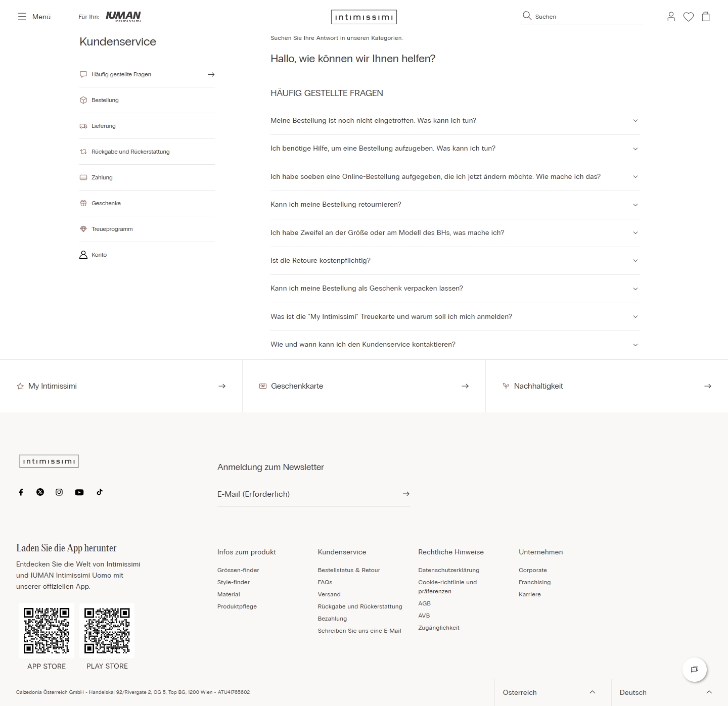 intimissimi Kundenservice, Telefonnummer, Kontakt
