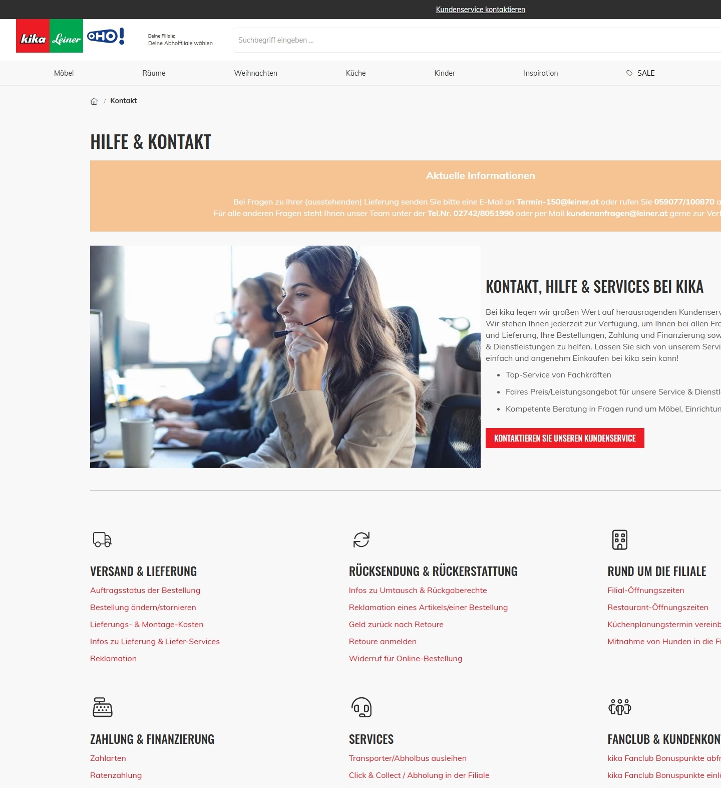 KIKA Kundenservice, Telefonnummer, Kontakt