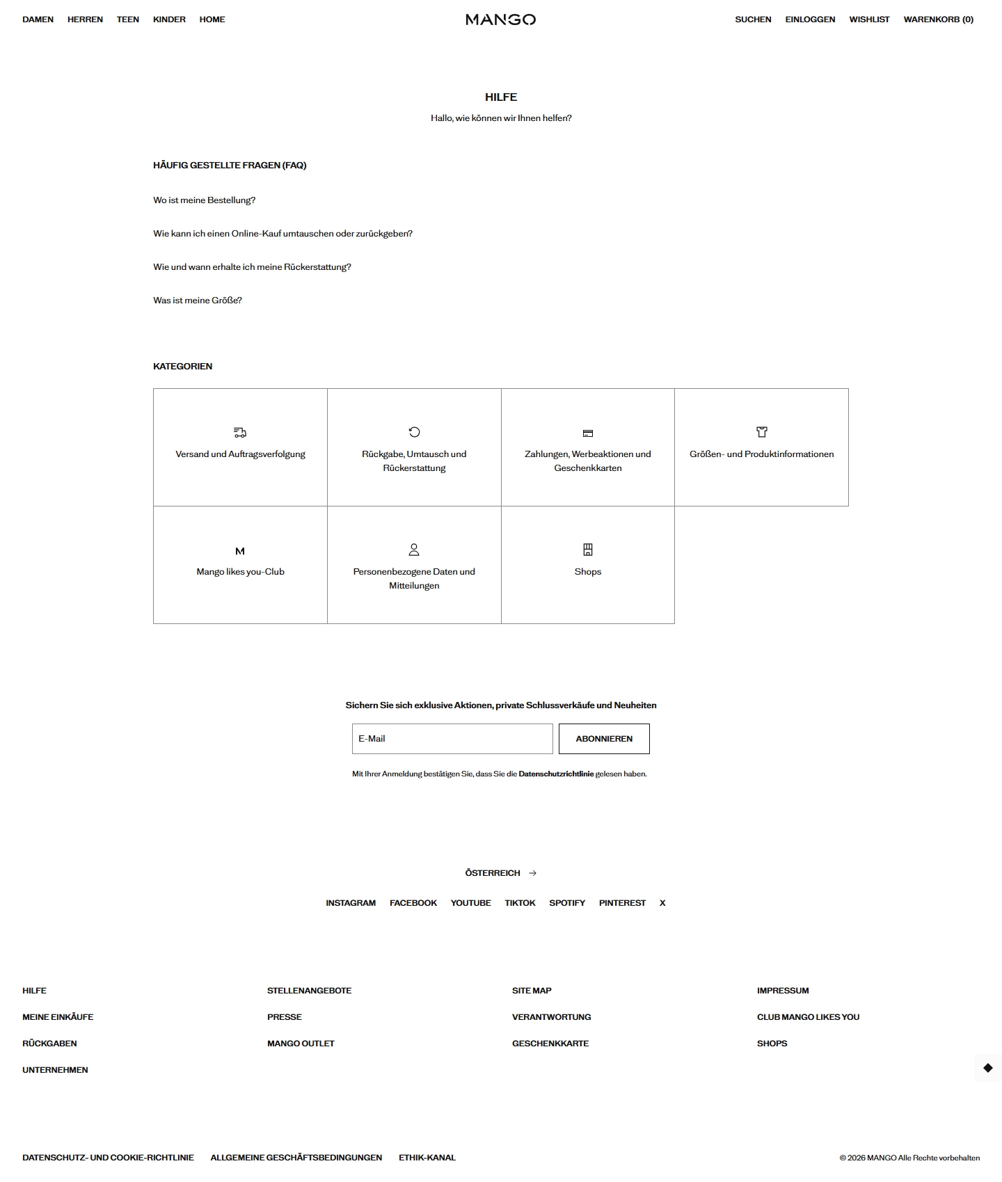 Mango Kundenservice, Telefonnummer, Kontakt