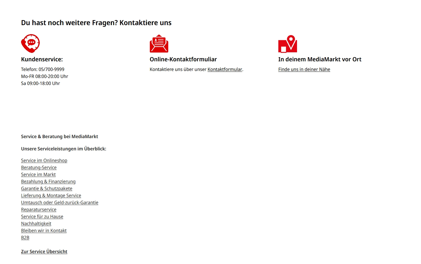 Media Markt Kundenservice, Telefonnummer, Kontakt