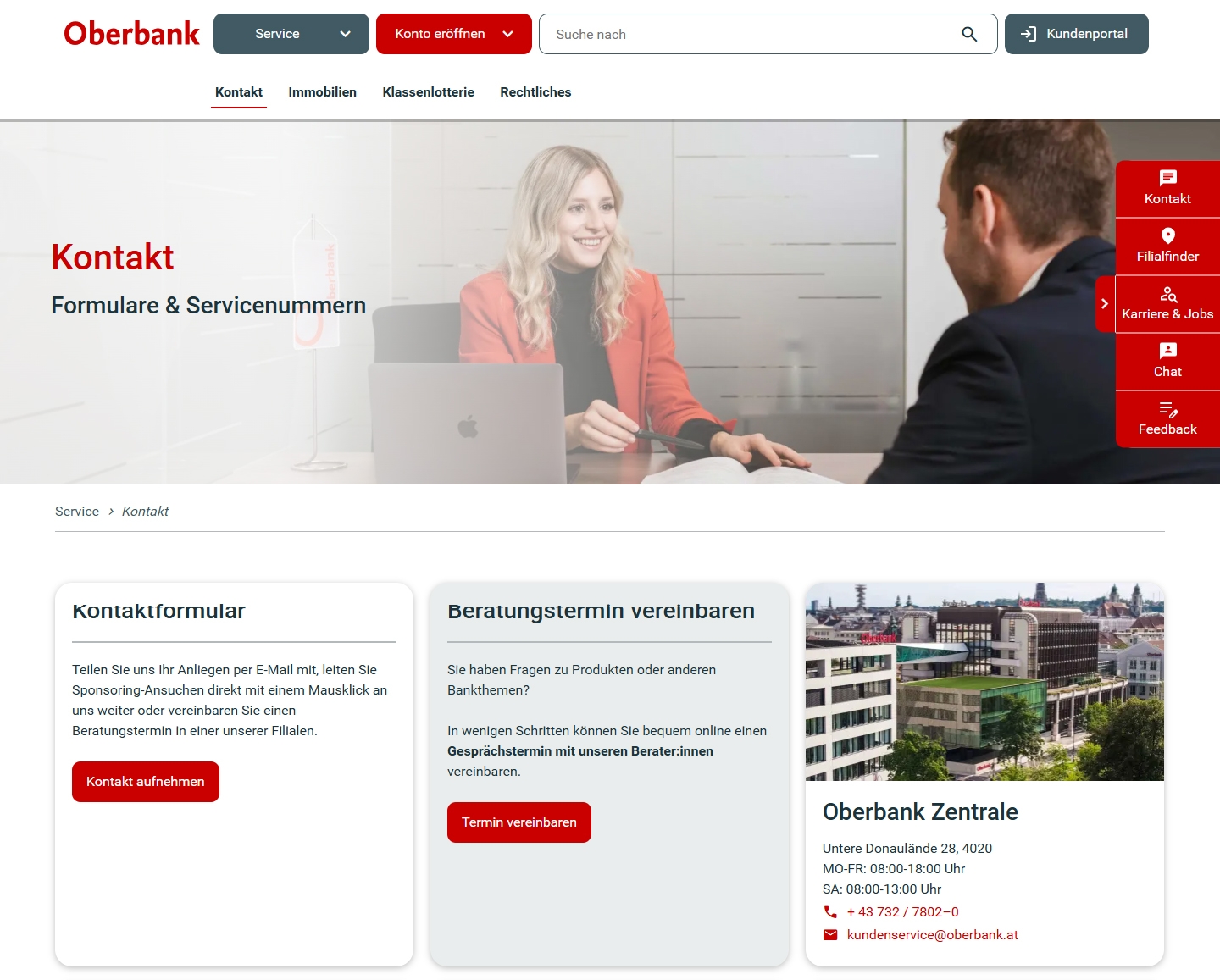 Oberbank Kundenservice, Telefonnummer, Kontakt
