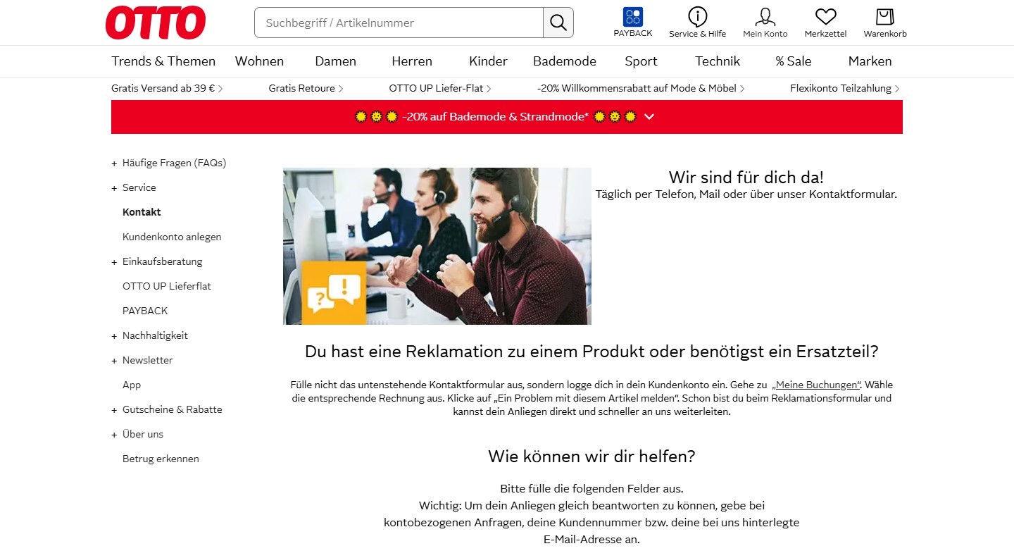 OTTO Kundenservice, Telefonnummer, Kontakt