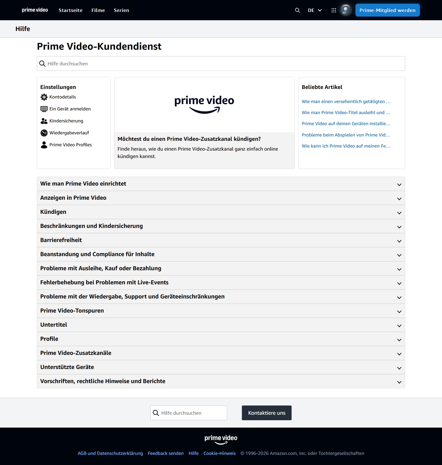 Prime Kundenservice, Telefonnummer, Kontakt