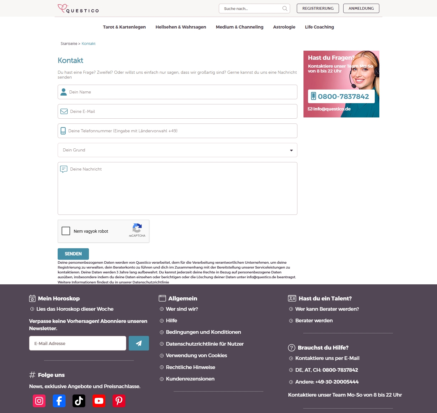 Questico Kundenservice, Telefonnummer, Kontakt