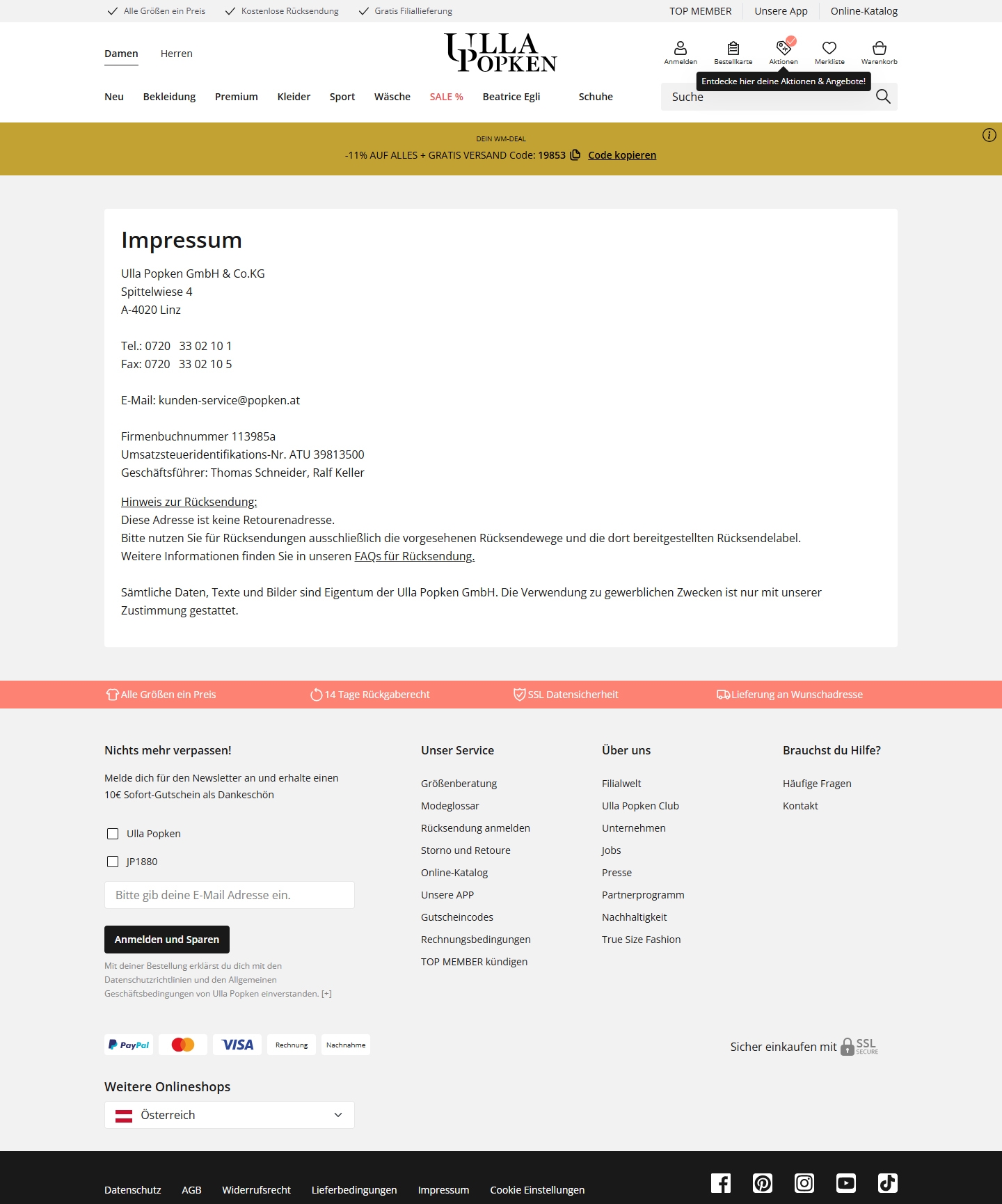 Ulla Popken Kundenservice, Telefonnummer, Kontakt