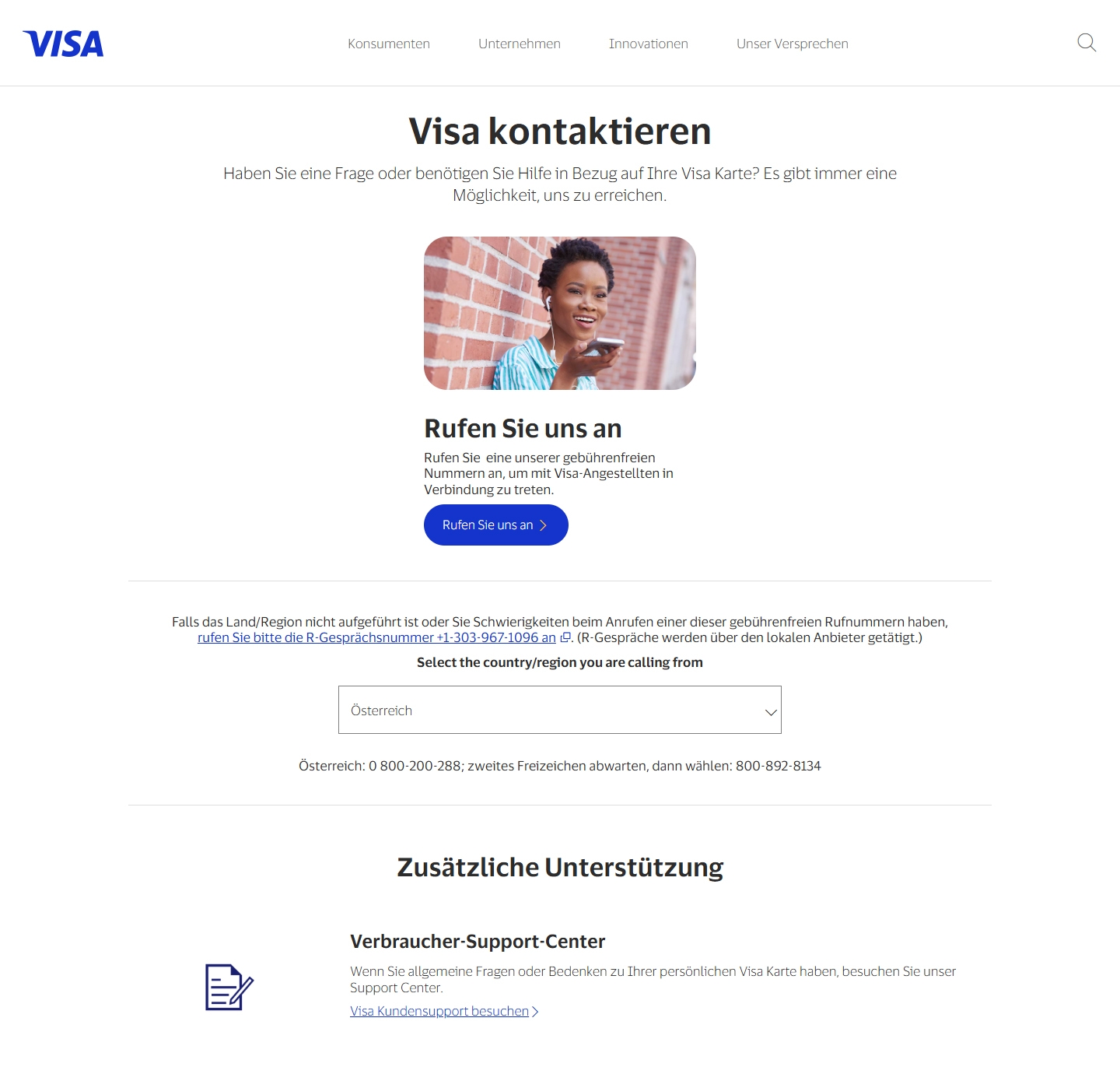Visa Kundenservice, Telefonnummer, Kontakt