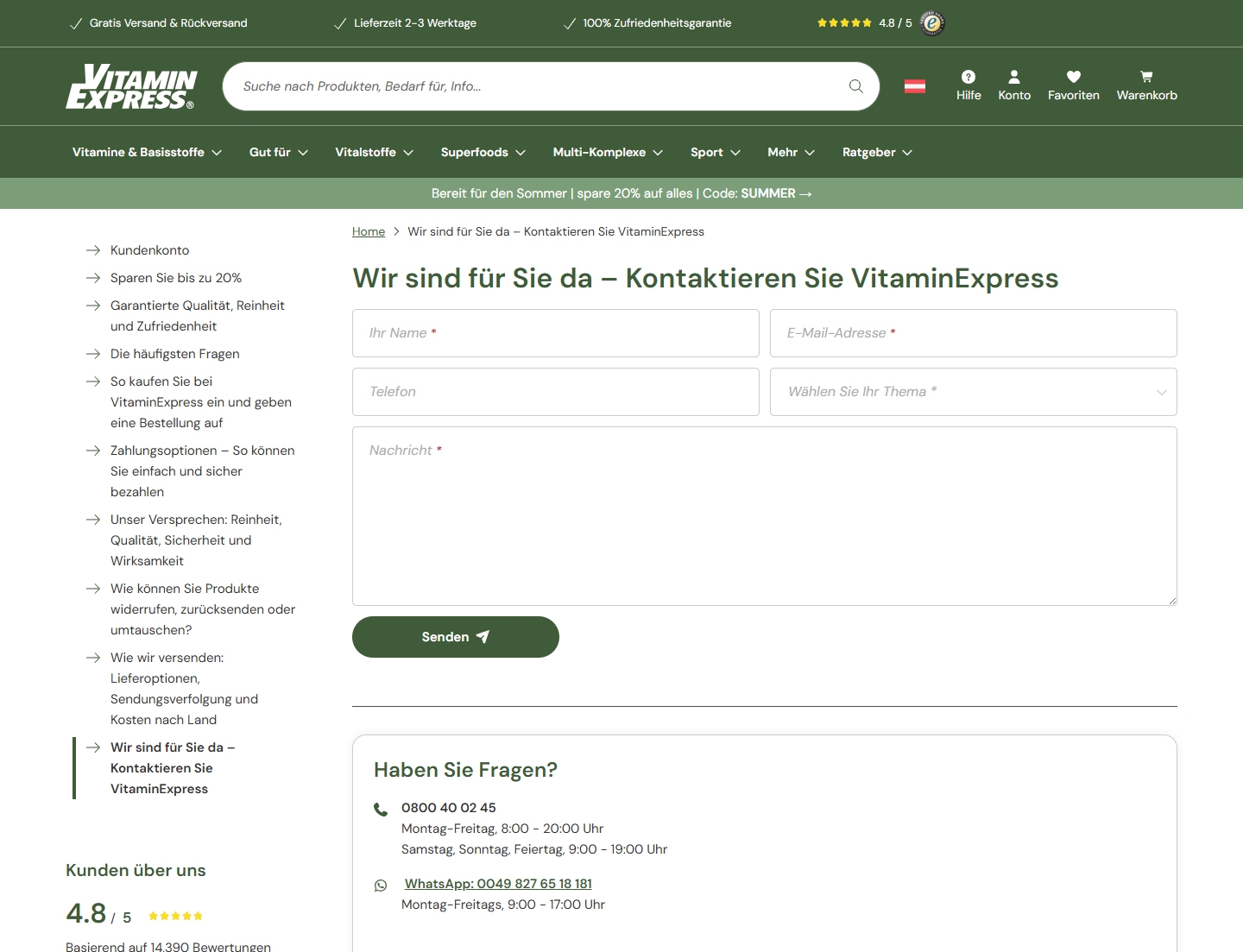 Vitaminexpress Kundenservice