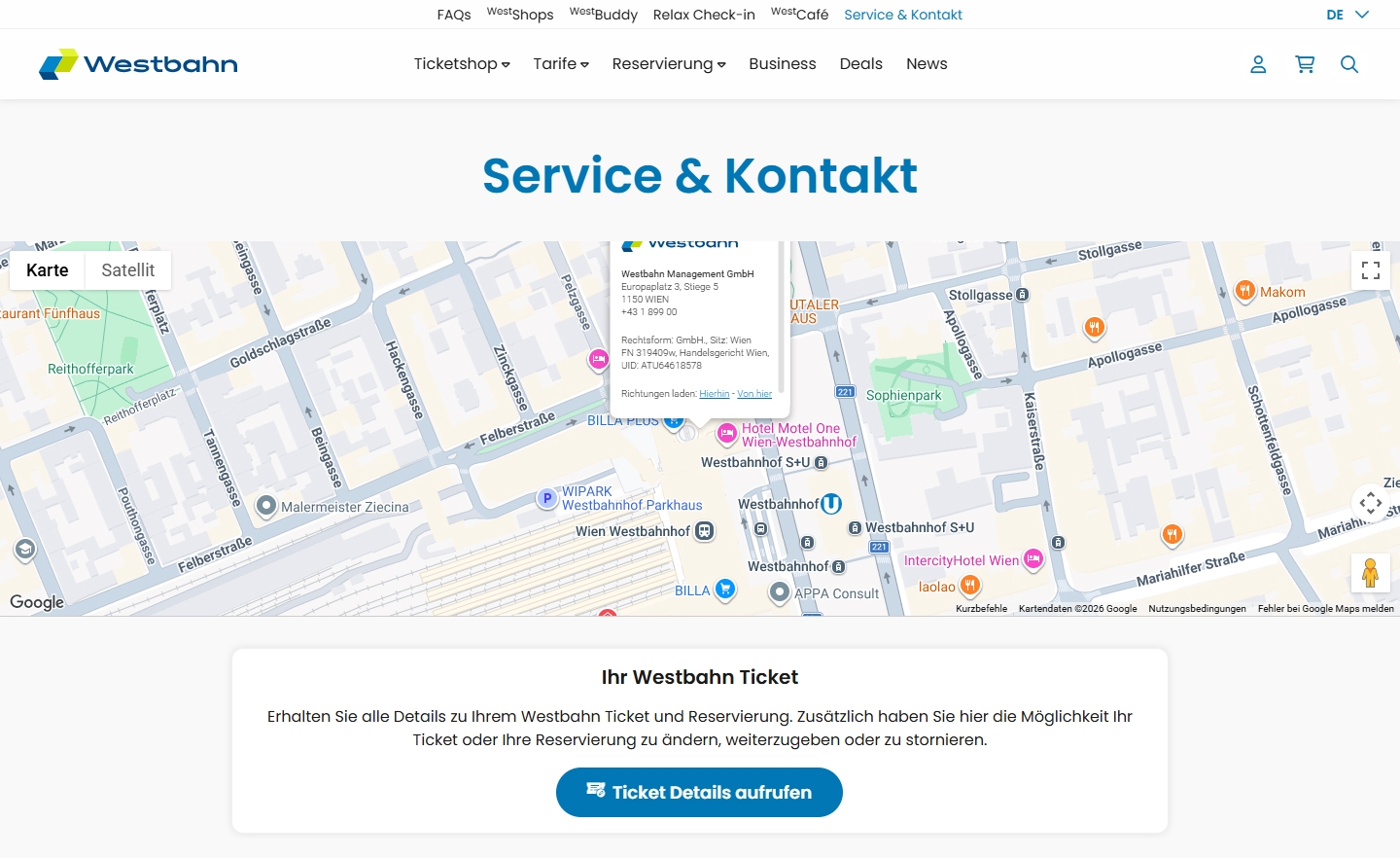 WESTbahn Kundenservice, Telefonnummer, Kontakt