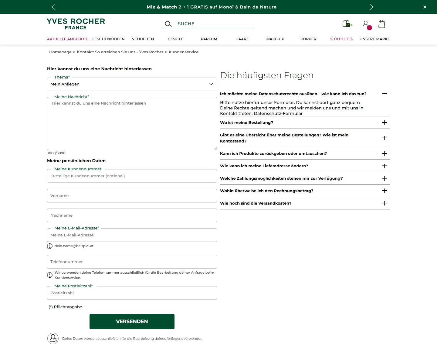 Yves Rocher Kundenservice, Telefonnummer, Kontakt