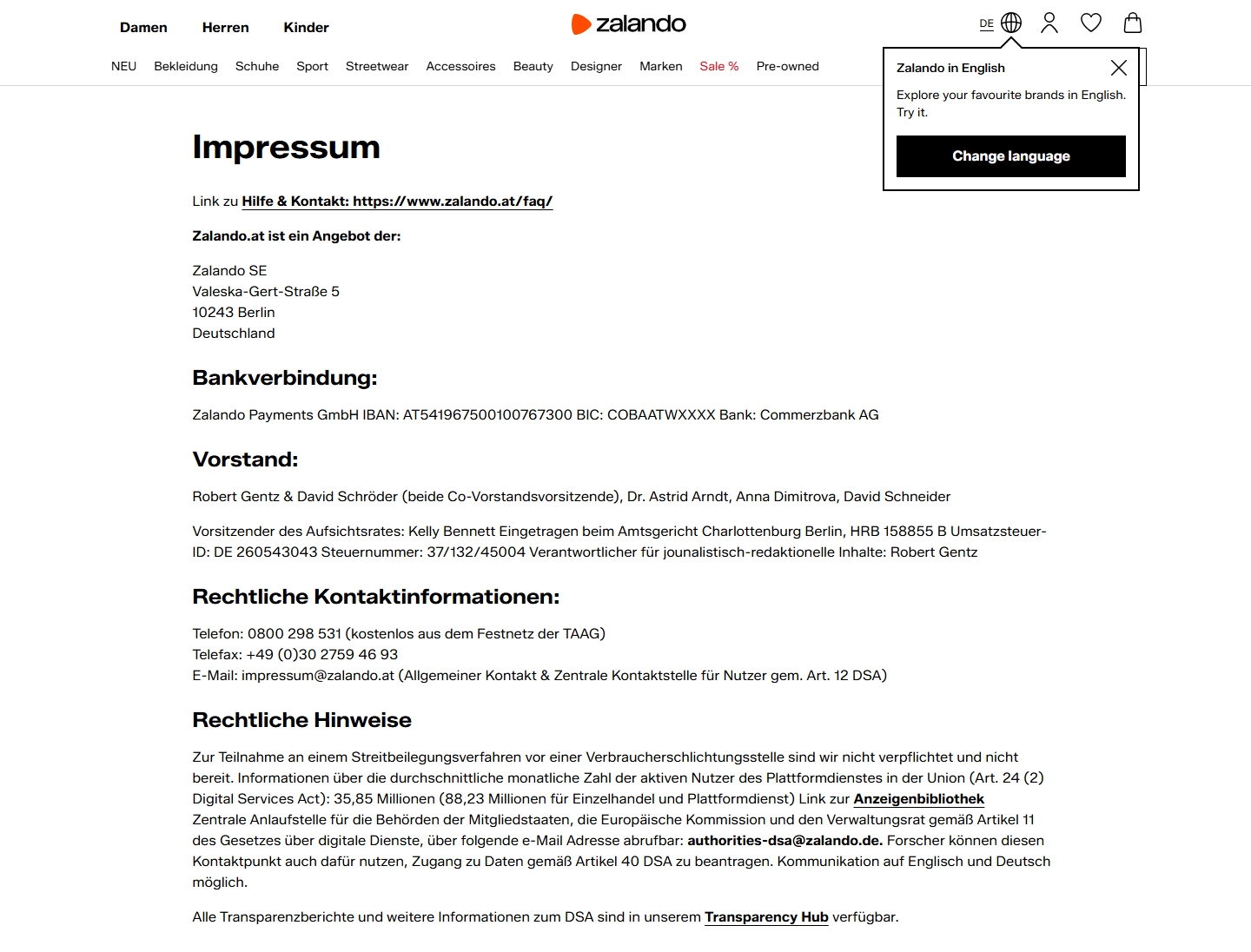 Zalando Kundenservice